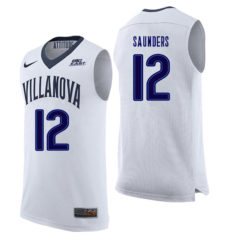 Men #12 Tim Saunders Villanova Wildcats College Basketball Jerseys Sale-White - Click Image to Close